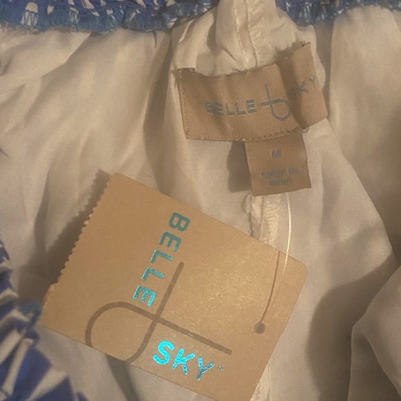 NWT NEW Belle + Skye Blue And White Striped Off The Shoulder Dress Size Medium - Picture 4 of 6